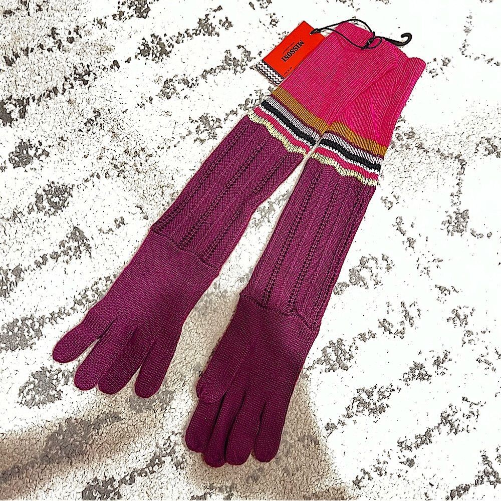 NWT MISSONI for Target Passion Purple Zig Zag Chevron Wool Blend Knit Long Glove